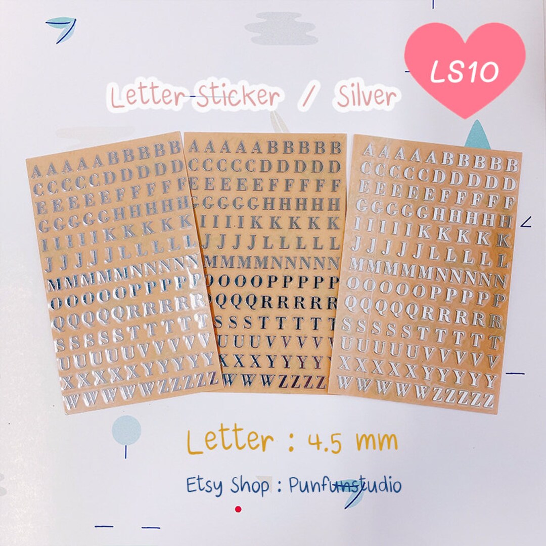 Letter Sticker LS10 A - Z / Letter 4.5 Mm / 3 Pieces / Silver - Etsy