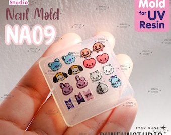 NA 09 Bt Animal / Nail Decoration Mold / K-POP / Clear Mold for UV Resin / Thickness 0.3 - 0.5 mm / Silicone Mold