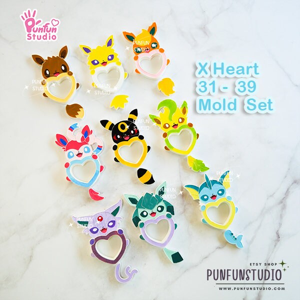 X Heart Part 1 Mold / Part Mold / Pokemold / Silicone Mold