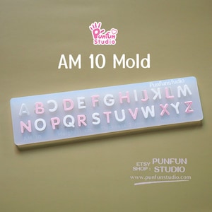 Letra mayúscula AM 10 / Molde de resina UV / Altura 1 cm Grosor 2 mm / Molde de silicona