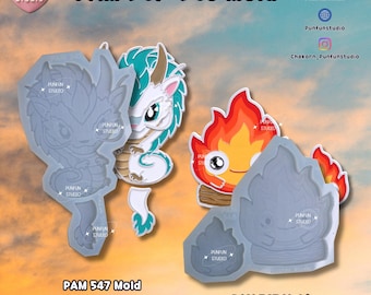 Molde PAM 547-548 / Dragón chino, monstruo de fuego / Molde para pintar anime / Molde de silicona
