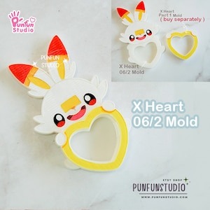 X Heart 06/2 Scorbun / Pokemold / Silicone Mold / Shaker Mold