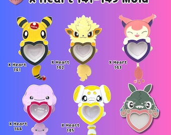 X Corazón 141-145 / Ampharo, Arcan, Skitt, Ditt, Fidoug/ Pokemold / Molde de Silicona / Molde Shaker