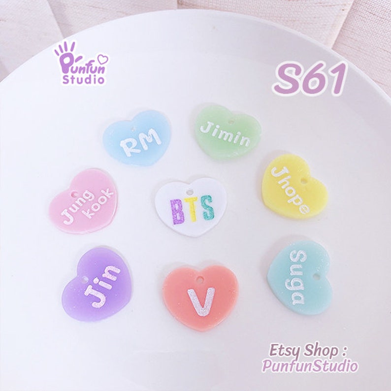 S61, S61/2 BTS Heart Name Mold / K-POP / Silicone Mold / UV resin mold image 4