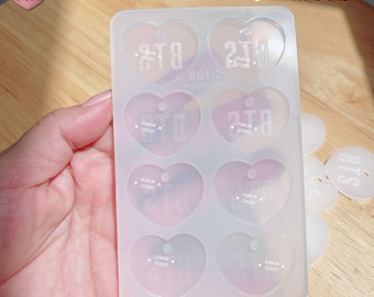 Molde de silicona con nombre de corazón S61, S61/2 BTS / K-POP / Molde de resina UV