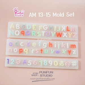 AM13-15 Mold SET / Height 1.1-1.5 cm Thickness 2 mm / UV Resin Mold / Alphabet Mold / Silicone Mold