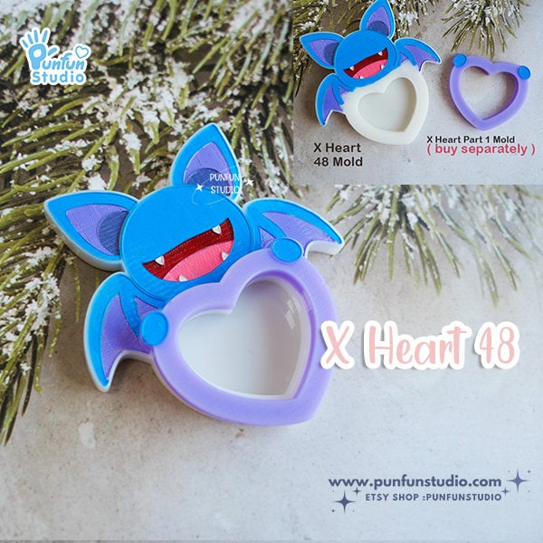 X Heart 48 Zuba Mold / Pokemold / Silicone Mold / Shaker Mold