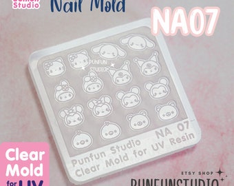 NA 07 Cutie Kitty / Nail Decoration Mold / Clear Mold for UV Resin / Thickness 0.3 - 0.5 mm / Silicone Mold
