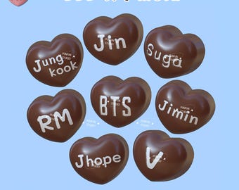 Molde DDD 179 BTS con nombre en forma de corazón / K-POP / Alto relieve / Molde de silicona / Molde para resina epoxi, yeso, jabón y velas