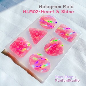 HLM 02 - Heart & Shine / Hologram Mold / Use with Epoxy resin / Silicone Mold