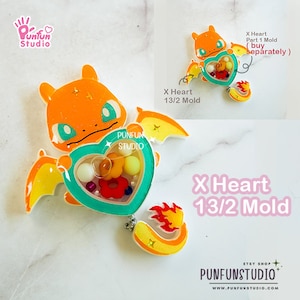 X Heart 13/2 Chariz / Pokemold / Silicone Mold / Shaker Mold