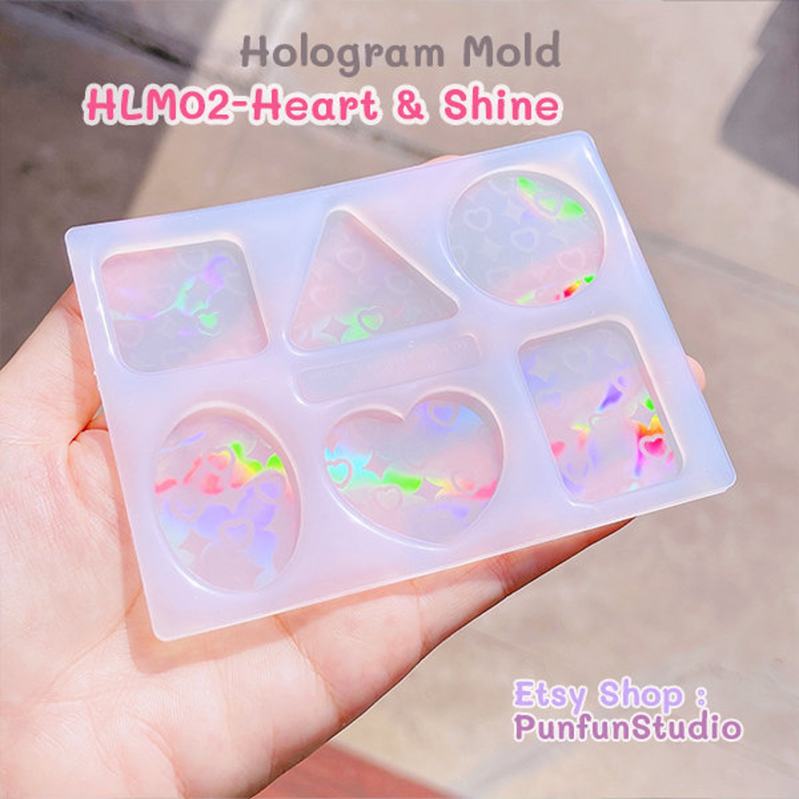 HLM 02 Heart & Shine / Hologram Mold / Use With Epoxy Resin Etsy