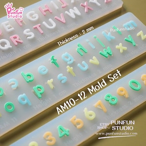 AM10-12 Mold SET / Height 0.7-1 cm Thickness 2 mm / UV Resin Mold / Alphabet Mold / Silicone Mold image 7