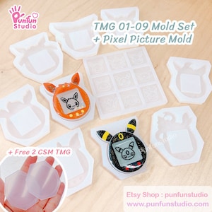 TMG 01-09 Mold Set + Pixel Picture Mold + Free 2 CSM TMG Mold / Tamagotchi Shaker Mold / Pixel Picture Mold / Silicone Mold