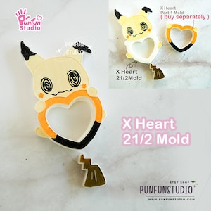 X Heart 21/2 Mimik / Pokemold / Silicone Mold / Shaker Mold