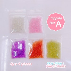 Topping Set A / Clear Tiny Bubble Beads  / Mixed Colors toppping