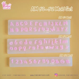 AM 50-52 Mold SET / UV Resin Mold / Height 0.7-1 cm Thickness 2 mm  / Alphabet and Number Mold / Silicone Mold