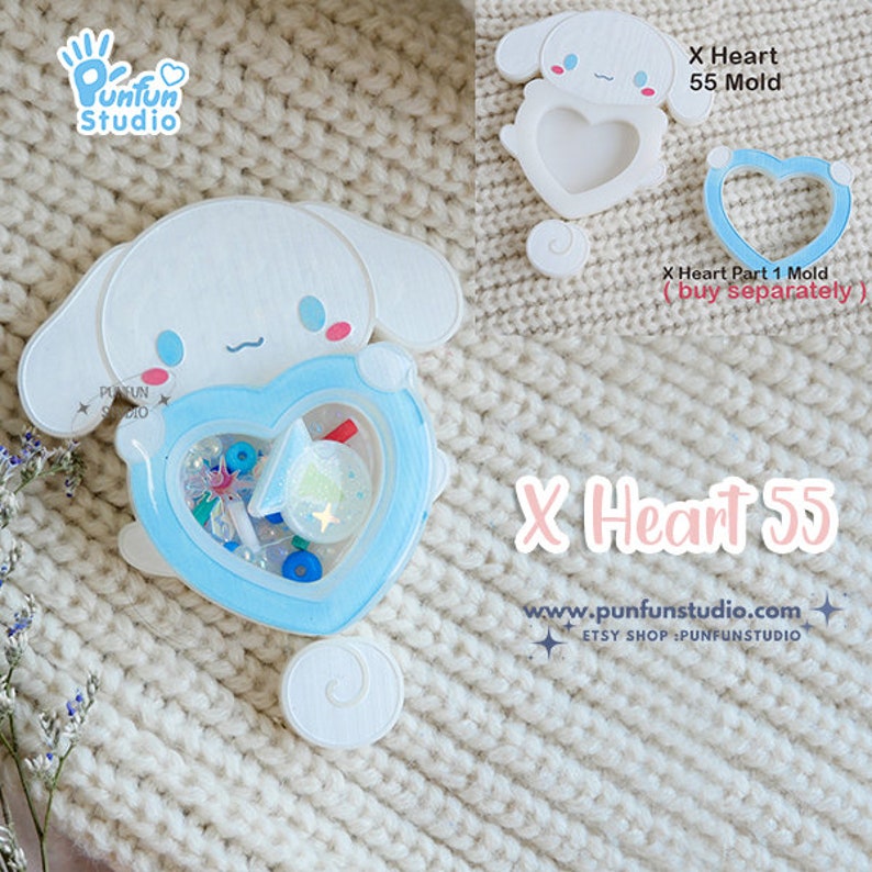 X Heart 55 Cutie Dog Mold / Silicone Mold / Shaker Mold image 1