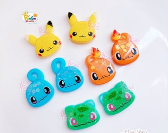 FE 10-13 Mold Set / 4 Molds / Pika Bulba Chamand Squirt / Poke Starter / Face Earring Mold / Pokemold / Silicone Mold / UV Resin Mold