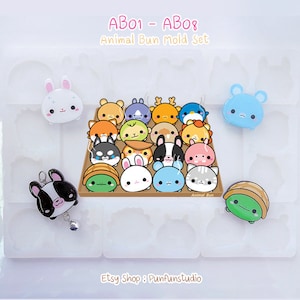 AB01-AB08 Animal Bun Mold Set   / Animal Bun Mold  / Silicone Mold