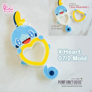 X Heart 07/2 Sobb / Pokemold / Silicone Mold / Shaker Mold