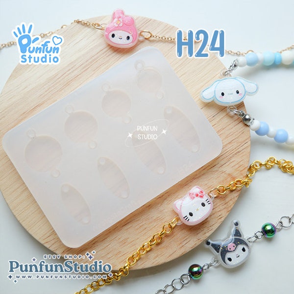 H 24 2-Sided Hole Hanger Mold / 8 in 1 / UV Resin Mold / Silicone Mold