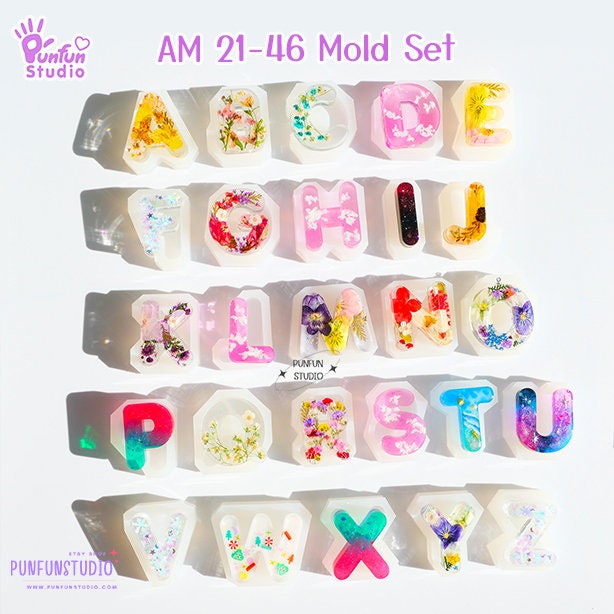 AM 21-46 A-Z Alphabet Molds / 26 pieces / Letter Mold / Silicone mold /  Epoxy resin mold - Punfun Studio Silicone Mold Stamper Resin Supply Craft  Accessories