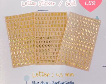 Letter Sticker LS9  A - Z  / Letter 4.5mm / 3 pieces / Gold