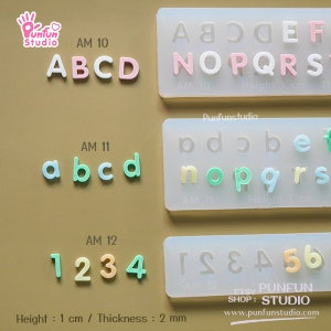 AM10-12 Mold SET / Height 0.7-1 cm Thickness 2 mm / UV Resin Mold / Alphabet Mold / Silicone Mold image 2