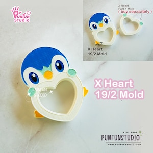 X Heart 19/2 Pip / Pokemold / Silicone Mold / Shaker Mold