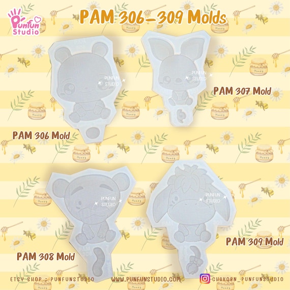 MOLDS  asiパレ　asimocrafts × 38expiore PAM 306, 307, 308, 309 Bear Piglet Tiger Donkey Mold
