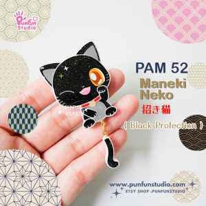 PAM 52 Black Protection Cat / Maneki Neko / Japanse gelukskat / siliconen mal