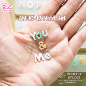 AM10-12 Mold SET / Height 0.7-1 cm Thickness 2 mm / UV Resin Mold / Alphabet Mold / Silicone Mold image 4