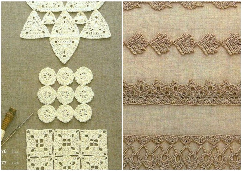 92 JAPANESE CROCHET PATTERN-\u201cCrochet Motif and Edging\u201d-Japanese Craft E-Book #350.Instant Download Pdf file.