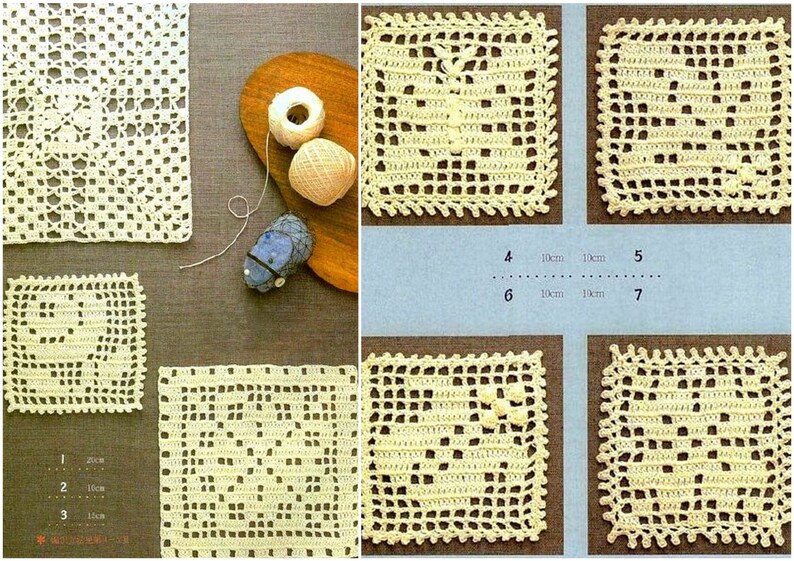 92 JAPANESE CROCHET PATTERN-\u201cCrochet Motif and Edging\u201d-Japanese Craft E-Book #350.Instant Download Pdf file.