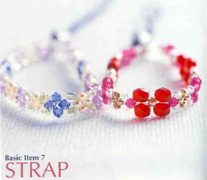 BEADS JEWELRY PATTERN-\u201cPrincess Beads\u201d-Japanese Craft E-Book #231.Instant Download Pdf file.Glass Cord,Bracelet,Necklace,Ring,Pierce,Brooch