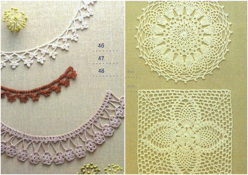 92 JAPANESE CROCHET PATTERN-\u201cCrochet Motif and Edging\u201d-Japanese Craft E-Book #350.Instant Download Pdf file.