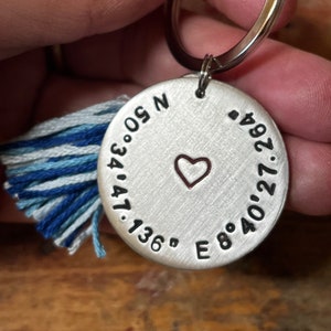 Custom Coordinate Keychain Gift Idea For Anniversary Special Gift For Couple Travel Memory Location Keychain Heart Design Metal Charm Set