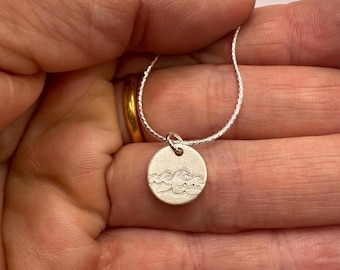 Dainty Silver Wave Necklace Ocean Inspired Jewelry Surf Pendant Gift for Her Minimalist Beach Jewelry Sea Lover Necklace Sterling Silver