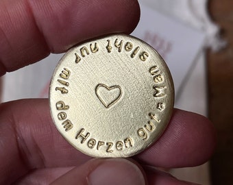 You can only see well with your heart - coin as a travel companion, granddaughter, pocket hug for the son, gift for wife, christening gift, communion