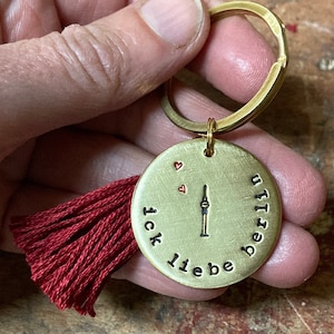 Ick liebe Berlin keychain souvenir pendant Berlin moving gift travel Europe Berlin quote TV tower hand stamped present
