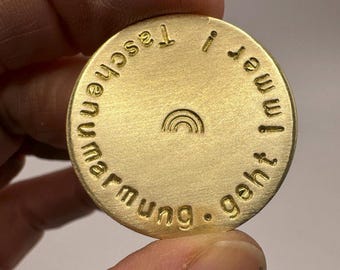 Wunschtext Münze Glücksbringer Tochter Geschenk Taschenstein Mutmacher personalisiertes Abi Geschenk Taufe Taschenumarmung Freund pocket hug