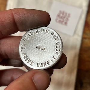 YOUR TEXT - coin as a good luck charm when exam * companion or encourager, pocket token hug as a personalized gift, hand-stamped plaque
