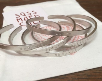 999 fine silver bangle hand-stamped with your desired text, date, qoute, name, coordinates * weeding gift * BBF * birthday