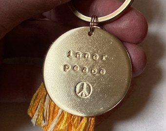 INNER PEACE hand stamped keychain * inhale exhale * yogaholic * happiness * self care * yogi gypsy * chakra accessories * gypsy soul
