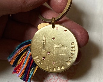 Ick liebe Berlin - pendant with tassel * brass key ring for every capital city lover, Berliner, Berlin city girl  or Berlin resident