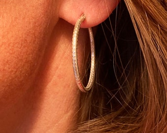 Sterling silver hoop earring with texture - absolute eye-catcher. limited edition