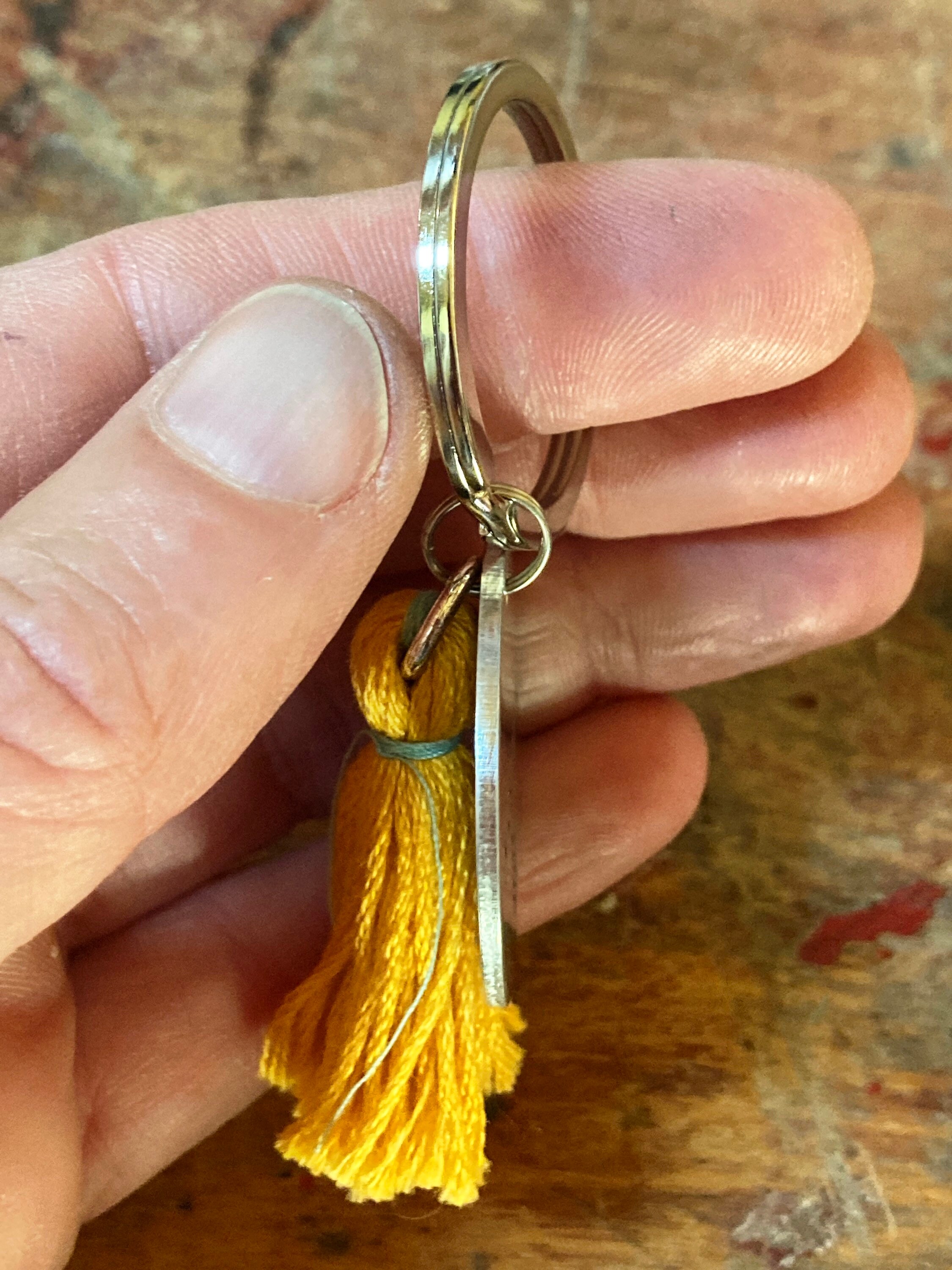 ALOHA | Hand Stamped Pendant With a Tassel | Keychain
