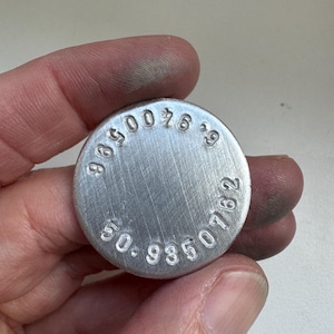 Personalized GPS keepsake coin, Hand stamped latitude longitude token, Custom location memory gift