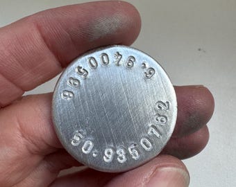 Personalized Coordinates Coin – Hand-Stamped Latitude Longitude Token, Special Place Keepsake Gift